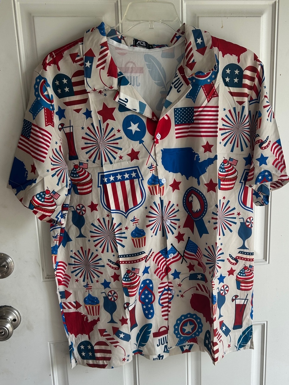 Men's Patriotic Red, White & Blue Short-Sleeve Shirt